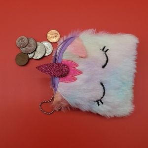 🦄Cute Furry Unicorn Change Purse